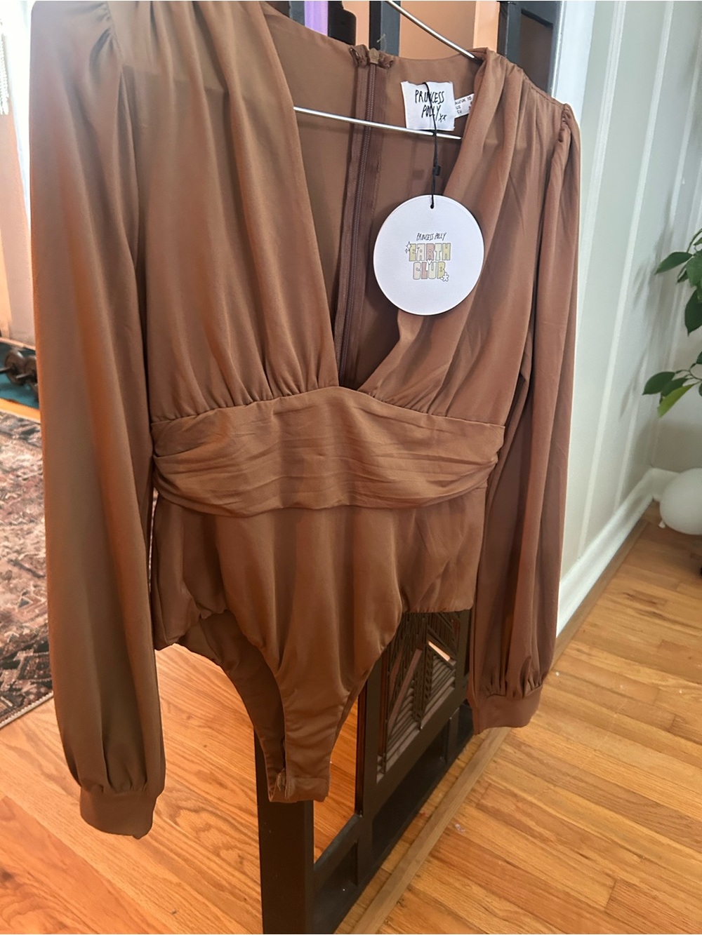 Princess Polly Chestnut Brown V-Neck Long Sleeve Bodysuit